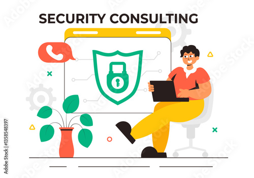 Security Consulting Illustration Featuring Information Technology and Ethical Hackers Conducting Testing, Development, and Cybersecurity Consulting