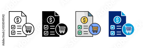 Purchase Order Icon Set Multiple Style Collection