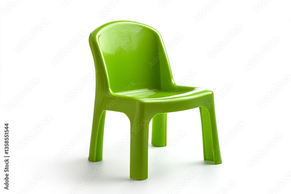 Bright Green Plastic Chair Isolated on White Background for Children Bright Green Plastic Chair Isolated on White Background for Children