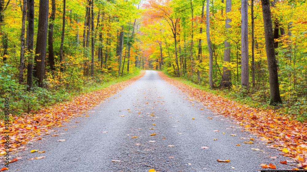 Fototapeta premium scenic autumn road lined with colorful trees