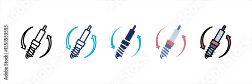 Spark Plug Replacement Multi Style Icon Set