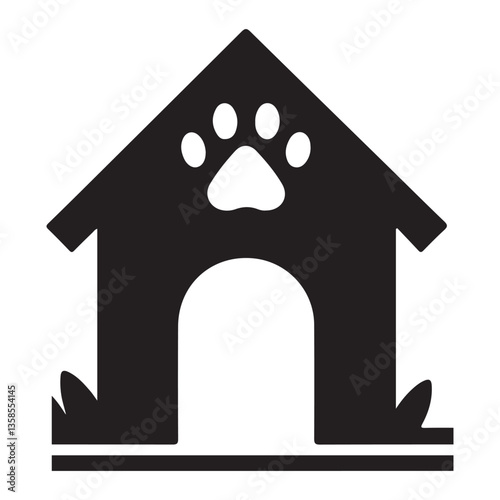 Cute Dog House with Paw Silhouette A Cozy Pet Shelter Home