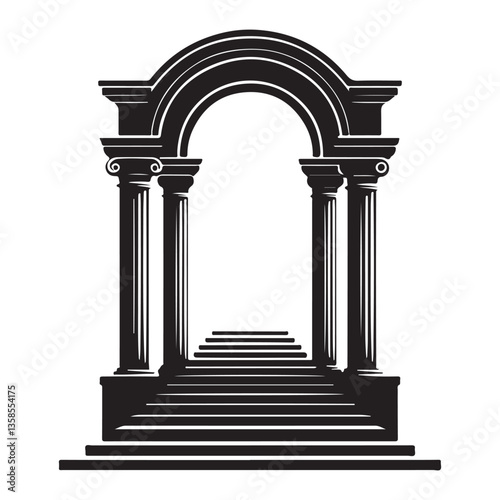 Architectural Archway Silhouette Grand Entrance Elegant Stone Structure