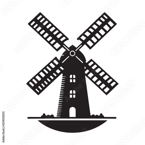 Classic windmill silhouette a picturesque symbol of rural landscape