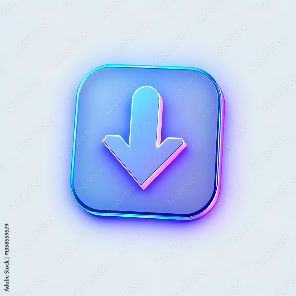 3D Blue Download Icon Isolated on White Background 3D Blue Download Icon Isolated on White Background