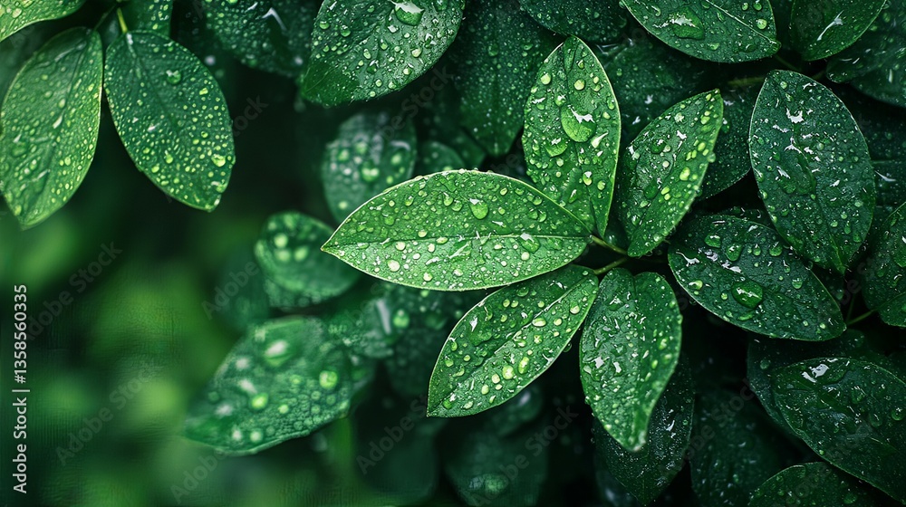 Emerald Dewdrops: A Lush Tapestry of Rain-Kissed Leaves Emerald Dewdrops: A Lush Tapestry of Rain-Kissed Leaves