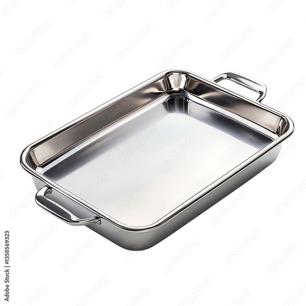 Stainless Steel Baking Tray with Handle Isolated on Transparent Background Stainless Steel Baking Tray with Handle Isolated on Transparent Background