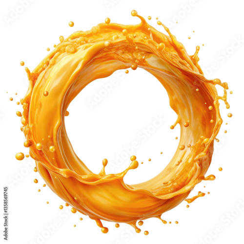 orange juice splash isolated on transparent white background, clipping path