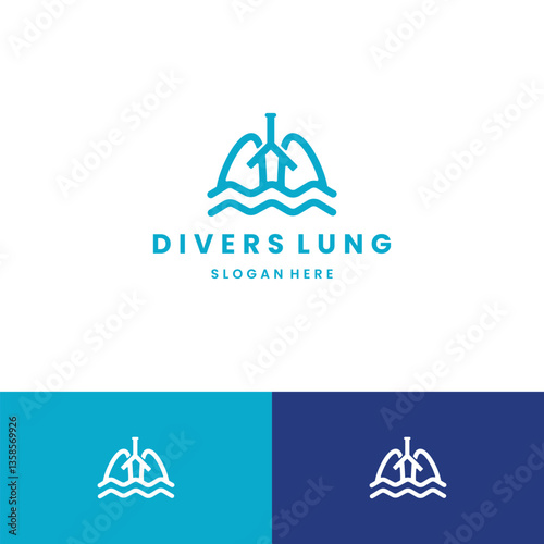 Divers lung logo design, snorkel with lung logo for diving logo design icon template