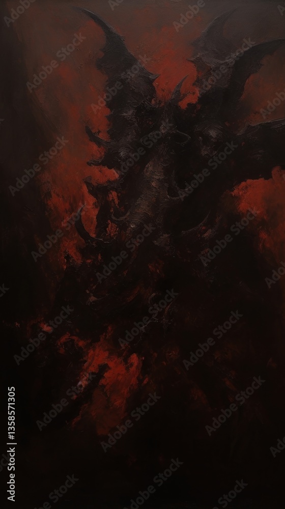 Fototapeta premium Acrylic paint of demon backgrounds darkness abstract.
