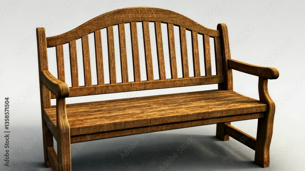 Wooden bench designed for outdoor seating, crafted with durable materials and a rustic appearance
