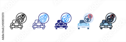 Driverless Car Multi Style Icon Set