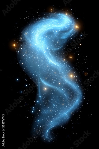 An abstract celestial formation of stars and glowing dust