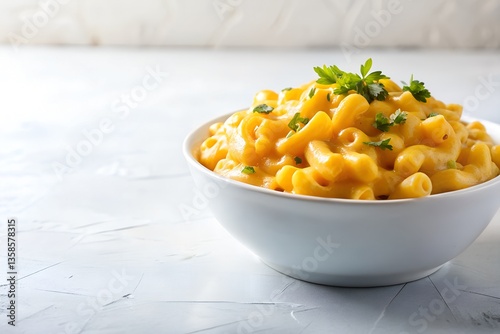mac and cheese in white background