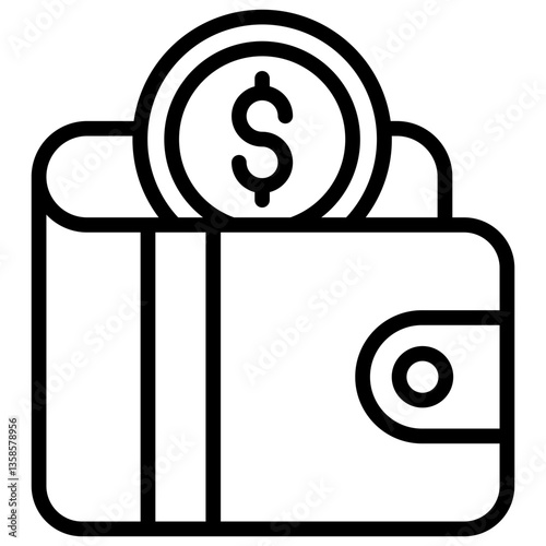 Digital Wallet Icon Commerce Line Design Vector Concept