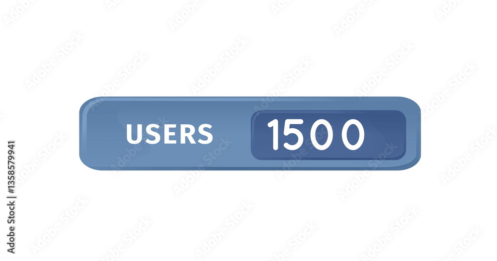 Image of numbers changing and users text in blue banner on white background Image of numbers changing and users text in blue banner on white background