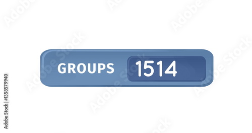 Image of numbers changing and groups text in blue banner on white background