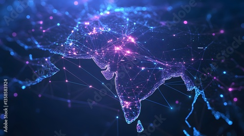 Cyber security insights neon map of india digital environment futuristic concept