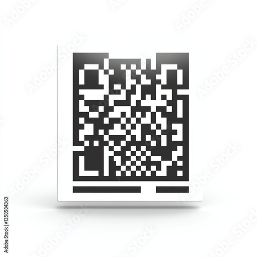 QR code design with a white isolated background for digital applications.