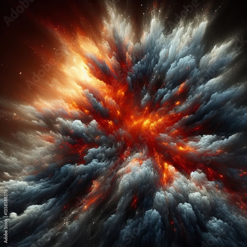 A forceful relentless burst of flame reminiscent of volcanic exp