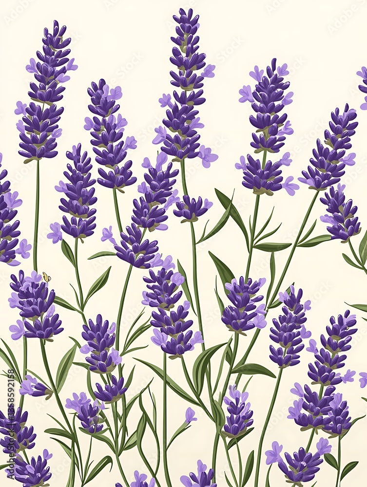 Naklejka premium Lavender Blossoms Illustration.