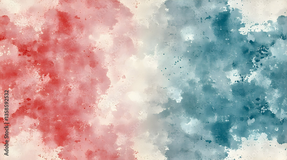 Obraz premium Abstract watercolor background featuring red and blue hues blending softly in a serene setting