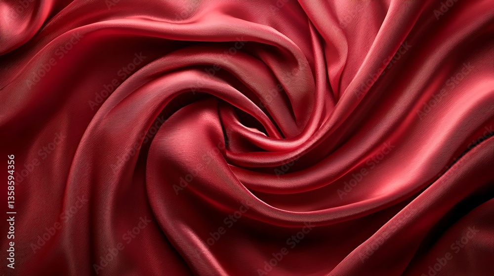 Obraz premium Deep crimson silk fabric drapes in swirling folds