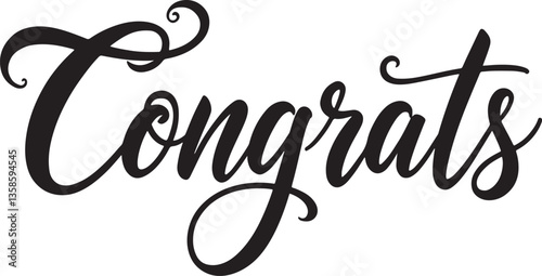 Congrats brush hand lettering, isolated on white background. Vector typography illustration.
