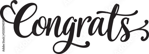 Congrats brush hand lettering, isolated on white background. Vector typography illustration.
