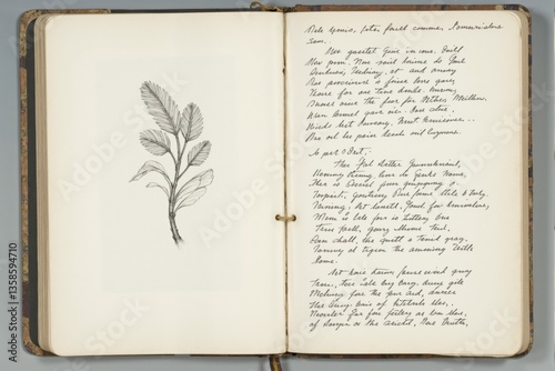 Detailed Botanical Study of a Plant Species with Handwritten Observations and Illustrations in an Open Journal