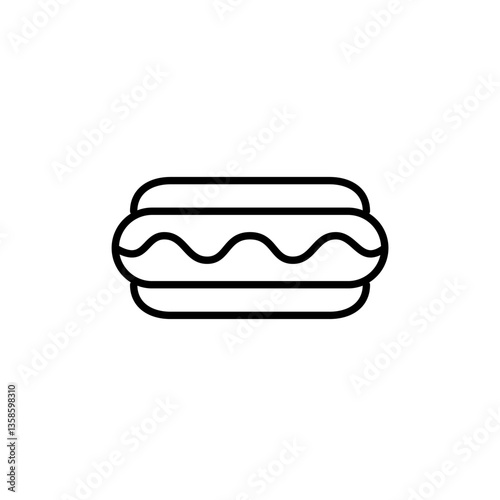 Hot do with ketchup or mustard. Fast food, unhealthy eating. Pixel perfect, editable stroke vector icon