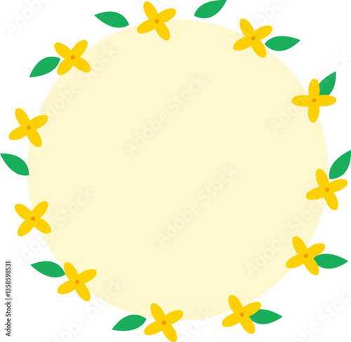 개나리 꽃 액자틀 일러스트