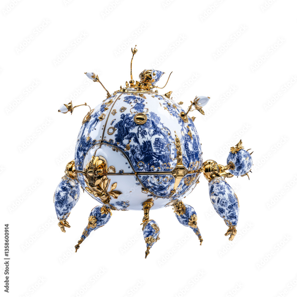 Exquisite Porcelain and Gold Orb Sculpture A Fusion of Art and Craftsmanship