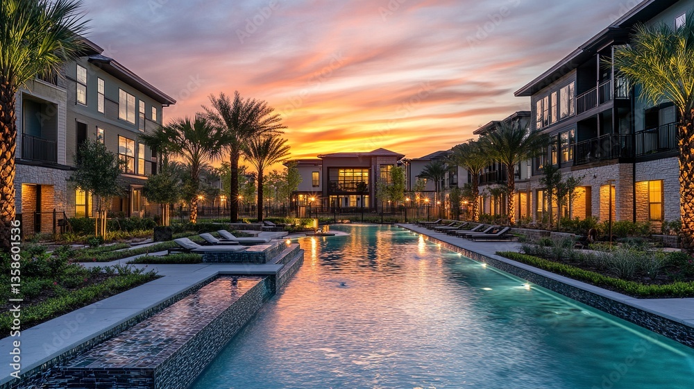 Fototapeta premium Insights into real estate trends, showcasing how diverse housing models, from suburban homes to urban apartments, impact investment potential. 