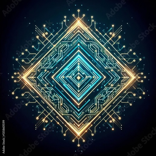 Diamond Circuit Angular neon diamond shapes arranged in a struct