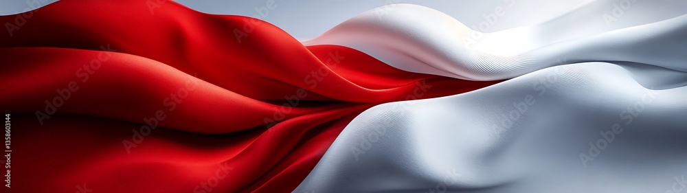 Abstract depiction of flowing red and white fabrics Abstract depiction of flowing red and white fabrics