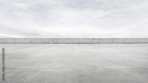 Empty Parking Lot Under a Cloudy Sky: A Minimalist Urban Landscape