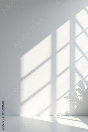 Gray window shadow and light blur abstract background on white wall, shadow overlay effect,  blur, gray
