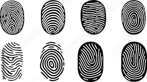 Fingerprint vector icons. Finger print id authentication symbol set.  Vector illustration.