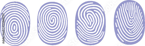 Fingerprint vector icons. Finger print id authentication symbol set.