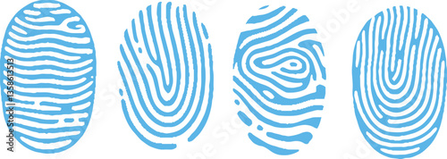 Blue fingerprint or thumbprint set isolated on white