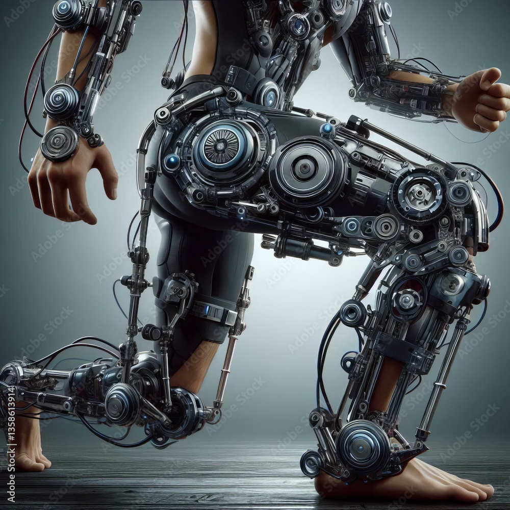 Fototapeta premium Exoskeletons Wearable robotic devices that are powered by a syst