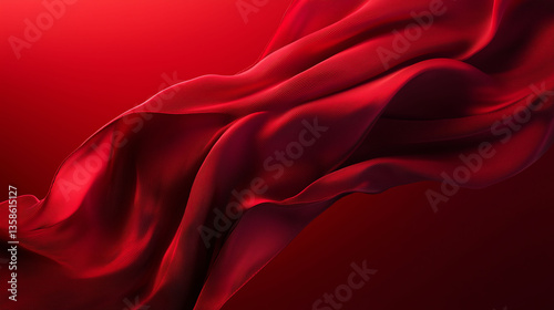 Smooth red satin fabric with a luxury, shiny wave
