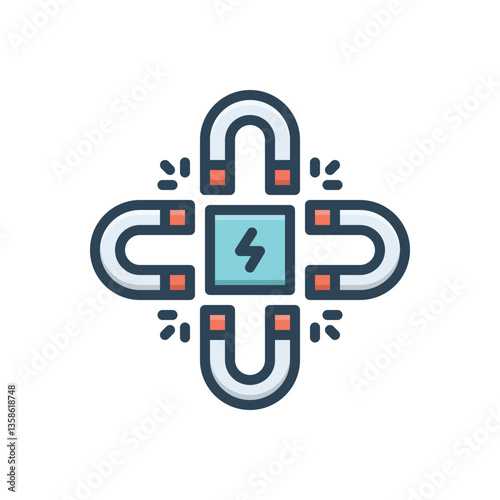 Color illustration icon for unite