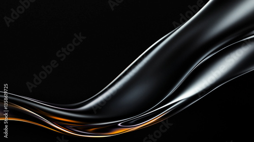Abstract orange blue curved wave fluids flowing on black background,transparent gradient glass flow background for banner wallpaper poster cover design with design