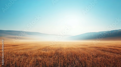 Golden Wheat Field at Sunrise: A Serene Rural Landscape