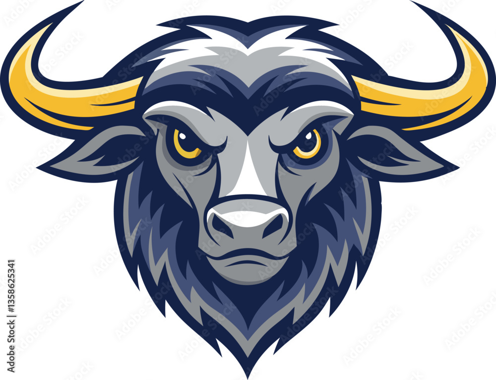 Naklejka premium Mascot buffalo head, Bison face mascot logo vector illustration