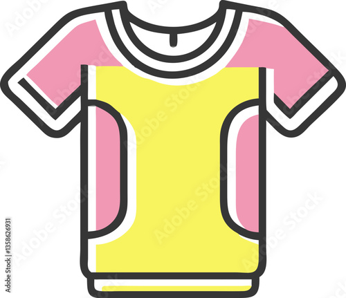 Pink and yellow t-shirt icon for fashion and clothing stores