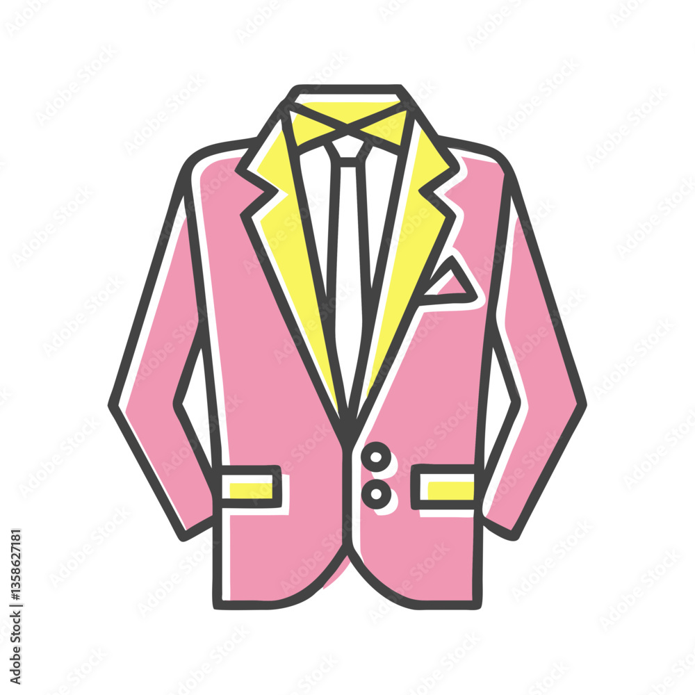 Pink and yellow blazer icon for fashion and business attire Pink and yellow blazer icon for fashion and business attire