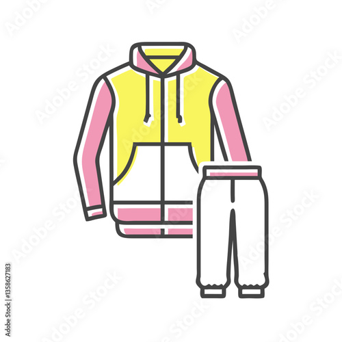Pink and yellow tracksuit icon for fashion and activewear
